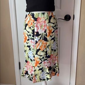 Talbots 100% Silk Floral Skirt